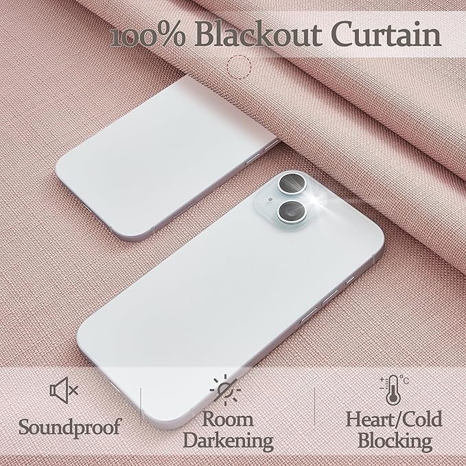 Blush Pink Double Layer Linen Pinch Pleated Curtains 90 Inches Long for Kids Room 2 Panels Set, Beautiful Memory Shape Blackout Insulated Noise Reducing Textured Viral Windows Drapes 40 x 90 Length