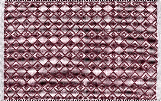 Cotton Diamond Woven Area Rug 2x3 Feet - Burgundy, Anti Slip Soft Durable Cotton Boho Front Door Mat Ideal for Entryway, Kitchen, Bedroom | Laundry Space Machine Washable Throw Carpet for Balcony