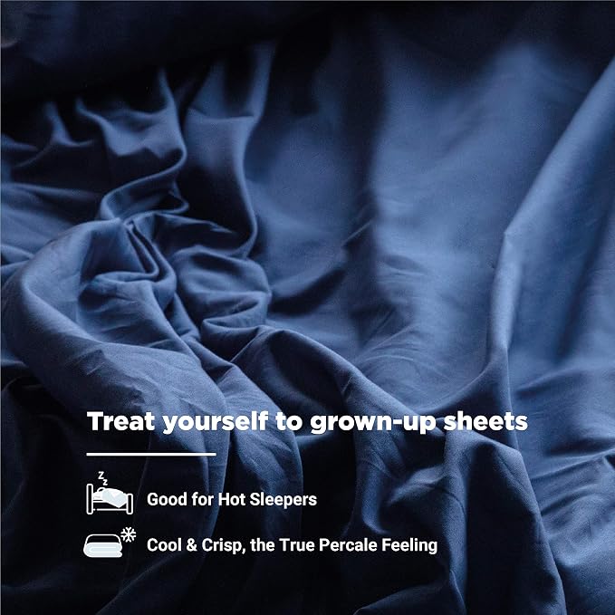 Fabdreams 100% Organic Cotton Standard Queen Pillowcases | 400 Thread Count | Luxury Hotel Collection |GOTS Certified Long Staple Cotton|Smoother Than Egyptian Cotton|Set of 2-20" x 30"|Dark Blue