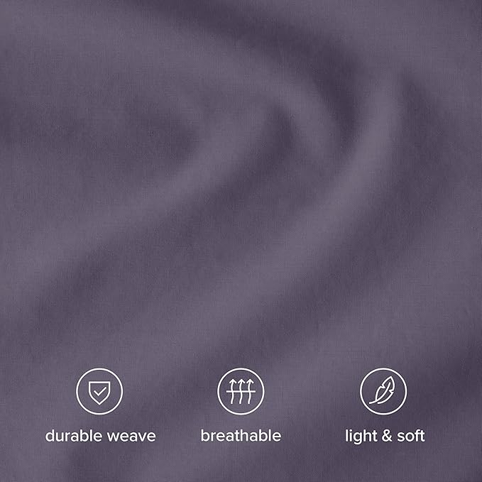Bare Home 100% Organic Cotton King Duvet Cover Set - Crisp Percale Weave - Lightweight & Breathable - Cooling Duvet Cover Set (King, Dusty Purple)
