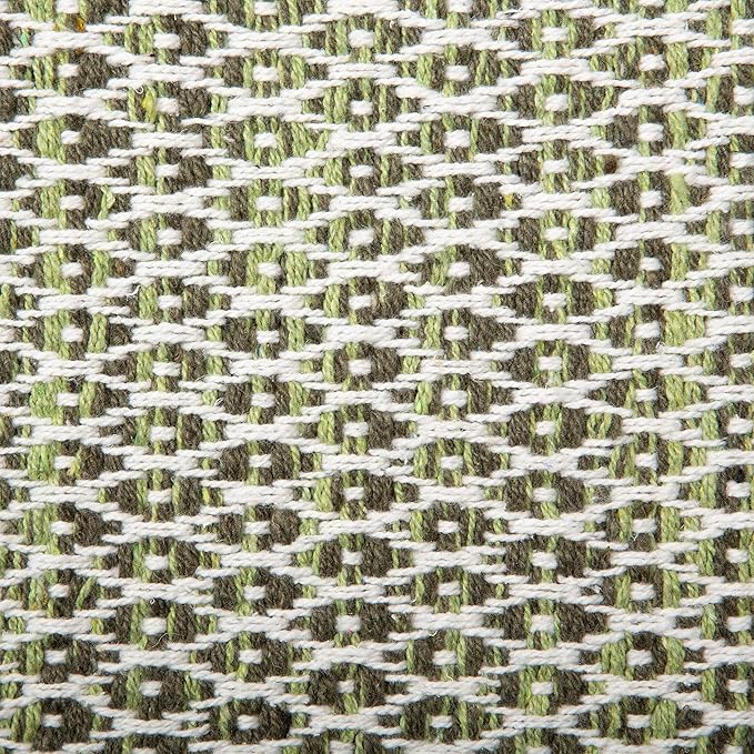DII Woven Recycled Yarn Rag Rug Collection Miniature Diamonds, 2x3', Artichoke