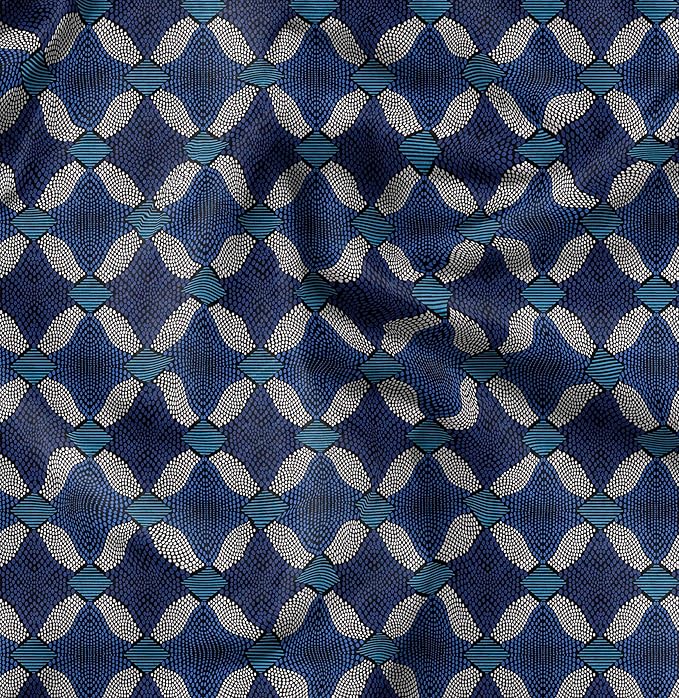 Soimoi Tribal Print - Blue, Viscose Rayon Fabric Material - 42 Inch Wide, 1 Yard, Unstitched Material for Dresses, Blouses, Skirts, Sleepwear, Kids Clothing