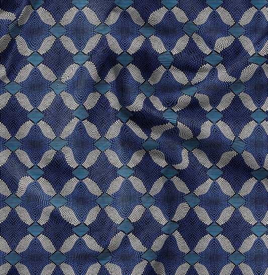 Soimoi Heavyweight Cotton Poplin Fabric Material, Blue - African Printed - 42" Inch Width, Natural Cotton Material for Quilt Making, Dresses, Skirts, Pajamas, Pillowcases, Tablecloths, Kurtis, 1 Yard
