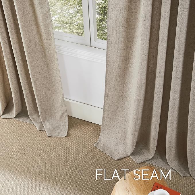 NICETOWN Linen Curtains 84 Inches Long 2 Panels for Bedroom Living Room, Privacy Linen Textured Window Drapes Semi Sheer Light Filtering Grommet Burlap Look Curtains, 52" W x 84" L, Oatmeal