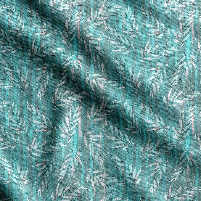 Soimoi Leaves Print - Green, Premium Cotton Cambric Fabric - Medium Weight Material for Quilting, Kurtis, Blouse, Kids Clothing, Tunic, Curtains - 42" Inch Wide, 1 Yard