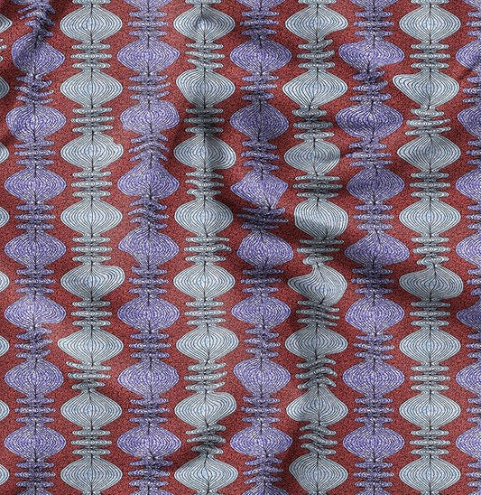 Soimoi Silky Satin Fabric Material, 1 Yard - 42" Inch Width, Purple - Tribal Print - Soft Shiny Fabric for Dress, Pillowcases, Pajamas, Evening Dress, DIY