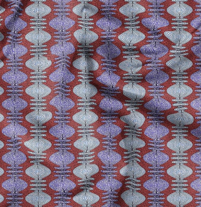 Soimoi Heavyweight Cotton Canvas Fabric Material - 56 Inch Wide, Purple - Tribal Print, Ideal for Making Durable Tote Bags, Backpacks, Jackets, Upholstery, Cushions, Outdoor Furniture Covers, 1 Yard