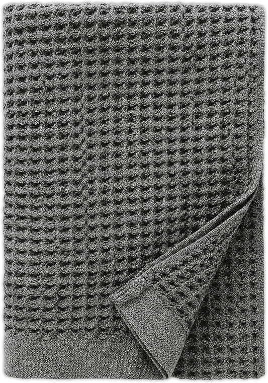 ONSEN Supima® Waffle Bath Towel, Large, Quick Dry Lint Free 100% USA Cotton, Lightweight Absorbent Bath Towel, 31x57 in (Cinder Grey, 1x Bath Towel)