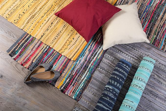 DII Chindi Home Collection Handwoven Multicolor Area Rag Run, 20x31.5, Gray