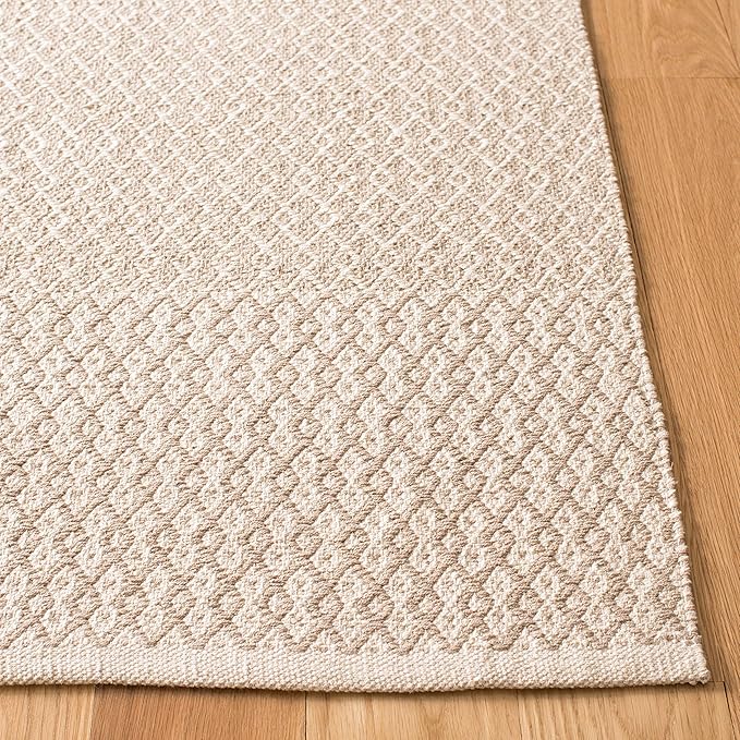 SAFAVIEH Montauk Collection Area Rug - 5' x 8', Ivory & Grey, Handmade Flat Weave Boho Farmhouse Cotton, Ideal for High Traffic Areas in Living Room, Bedroom (MTK339A)