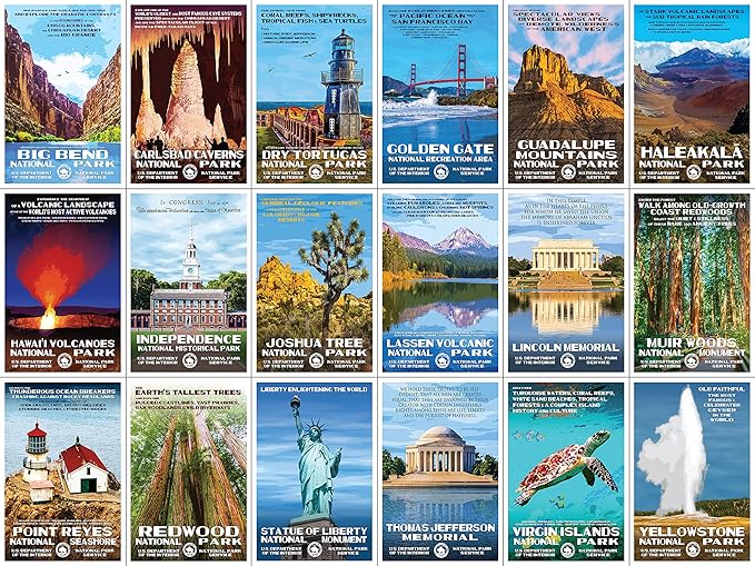 National Park Posters Series C National Park Postcards Collection, 4" x 6" 100% Recycled Paper Postcards From Around the World