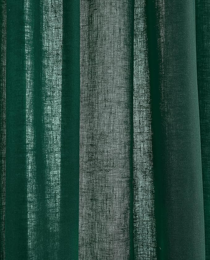 Solino Home European Flax Linen Curtain Rainforest Green, 52 x 108 Inch Light Filtering Rod Pocket Curtain 108 Inches Long, 100% Pure Linen Window Treatment for Living Room, Bedroom - 1 Panel