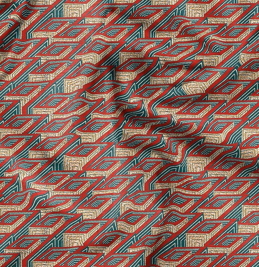 Soimoi Heavyweight Cotton Poplin Fabric Material, Red - African Printed - 42" Inch Width, Natural Cotton Material for Quilt Making, Dresses, Skirts, Pajamas, Pillowcases, Tablecloths, Kurtis, 1 Yard
