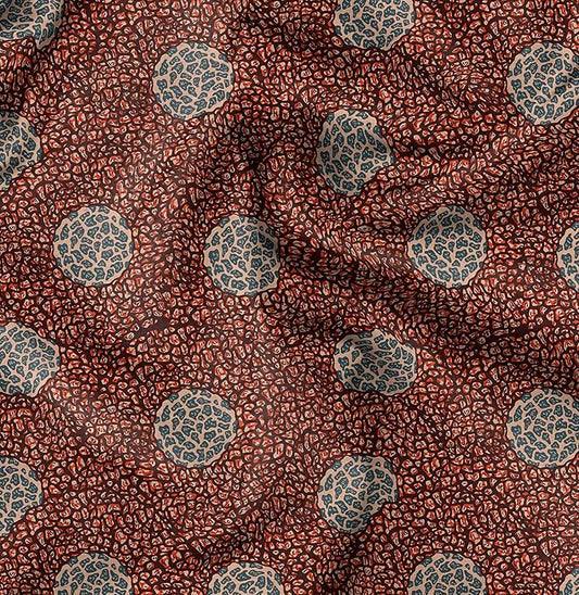 Soimoi Silky Satin Fabric Material, 1 Yard - 42" Inch Width, Red - Tribal Print - Soft Shiny Fabric for Dress, Pillowcases, Pajamas, Evening Dress, DIY