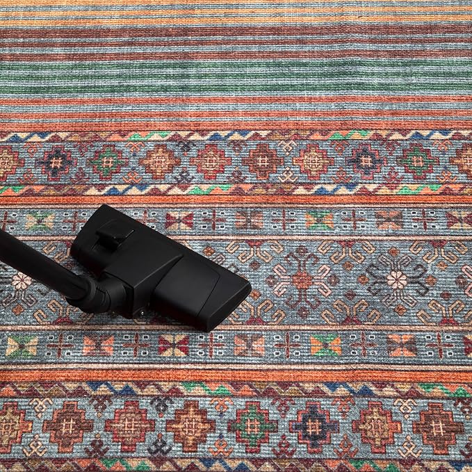 Keen Home Design 48"x72" Rug - Machine Washable Area Rug with Non-Slip Backing, Ideal for Living Room, Dining Room, Bedroom - Vintage, Easy Clean, Durable, Low Pile Rug - (4' x 6')