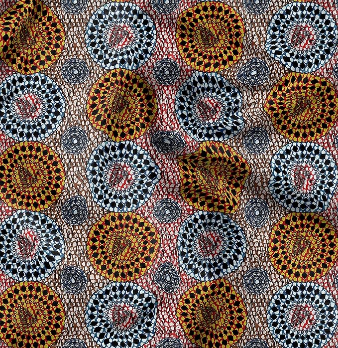 Soimoi Heavyweight Cotton Canvas Fabric Material - 56 Inch Wide, Red - Tribal Print, Ideal for Making Durable Tote Bags, Backpacks, Jackets, Upholstery, Cushions, Outdoor Furniture Covers, 1 Yard