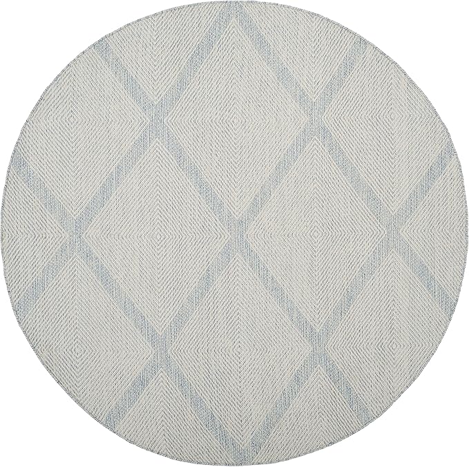 SAFAVIEH Montauk Collection 6' Round Light Blue MTK821B Handmade Cotton Area Rug