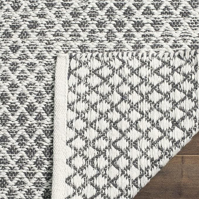 SAFAVIEH Montauk Collection X-Large Area Rug - 11' x 15', Light Grey & Ivory, Handmade Cotton, Ideal for High Traffic Areas in Living Room, Bedroom (MTK601K)