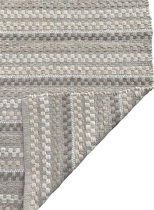 Cotton Chenille Hand Woven Area Rug 2x3 Feet - Linen Combo, Reversible Quick Water Absorbent Accent Floor Rugs Ideal for Bathroom, Kitchen, Bedroom | Beige Soft Washable Durable Mat for Home Décor