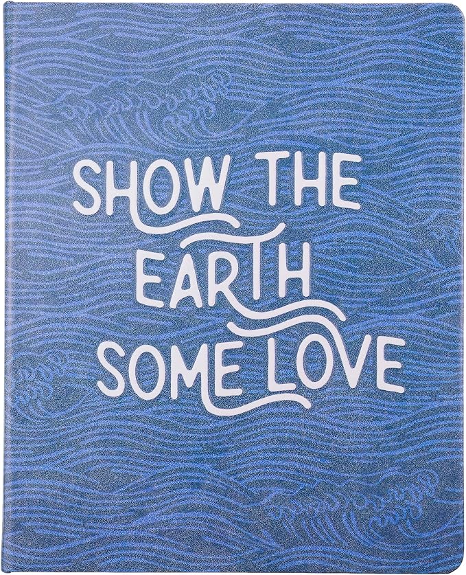 Eccolo Large Recycled Lined Journal Notebook with “Show The Earth Some Love” Embossed Hardcover, 256 Ruled Pages, Eco Friendly with Premium Recycled Paper, (8 x 10 inches)