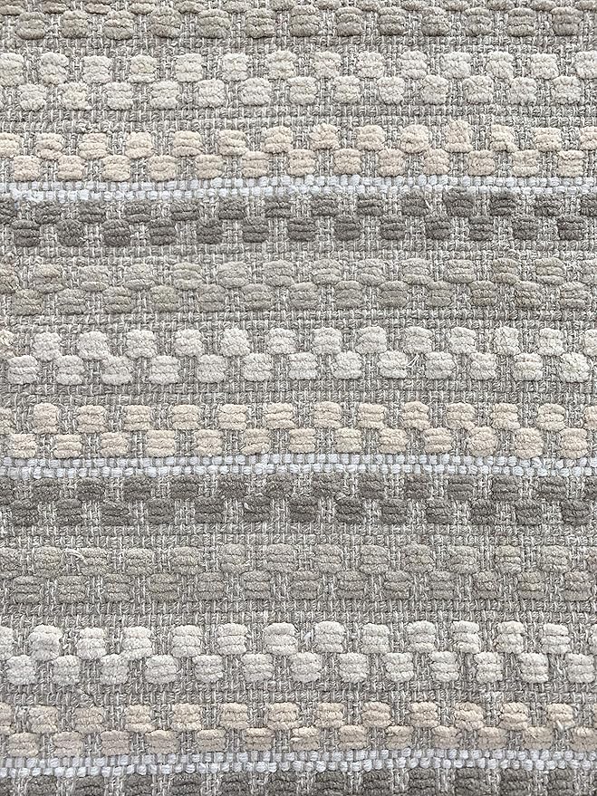 Cotton Chenille Hand Woven Area Rug 2x3 Feet - Linen Combo, Reversible Quick Water Absorbent Accent Floor Rugs Ideal for Bathroom, Kitchen, Bedroom | Beige Soft Washable Durable Mat for Home Décor