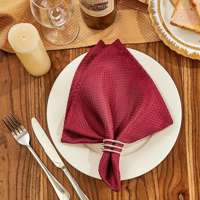 Mebakuk Cloth Napkins Set of 12, Premium 17 x 17 Inch Solid Washable Small Triangle Weave Napkins, Soft Table Napkin for Wedding Party Restaurant Dinner Parties