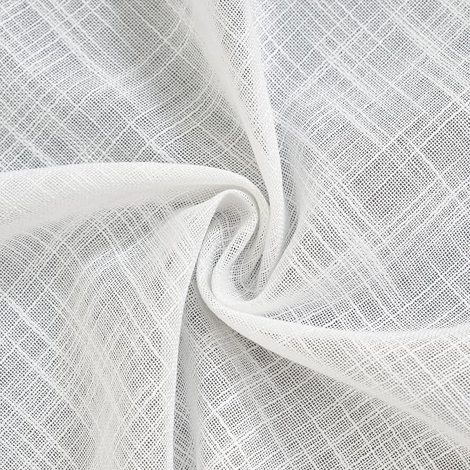 Semi Sheer Curtains- Light Filtering, Machine Washable Tab Top Drapes for Living Room Bedroom (Off White, 52" W x 108" L, Pack of 2)