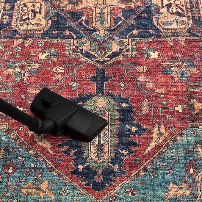 Keen Home Design 48"x72" Rug - Machine Washable Area Rug with Non-Slip Backing, Ideal for Living Room, Dining Room, Bedroom - Vintage, Easy Clean, Durable, Low Pile Rug - (4' x 6')