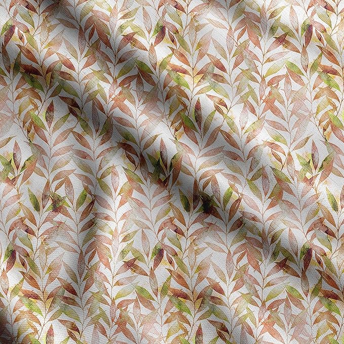 Soimoi Heavyweight Cotton Canvas Fabric Material - 56 Inch Wide, Orange - Leaves Print, Ideal for Making Durable Tote Bags, Backpacks, Jackets, Upholstery, Cushions, Outdoor Furniture Covers, 1 Yard