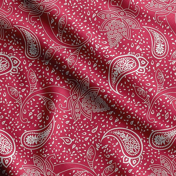 Soimoi Heavyweight Cotton Canvas Fabric Material - 56 Inch Wide, Red - Asian Print, Ideal for Making Durable Tote Bags, Backpacks, Jackets, Upholstery, Cushions, Outdoor Furniture Covers, 1 Yard
