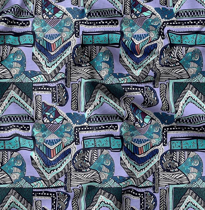 Soimoi African Print - Purple, Premium Cotton Cambric Fabric - Medium Weight Material for Quilting, Kurtis, Blouse, Kids Clothing, Tunic, Curtains - 42" Inch Wide, 1 Yard