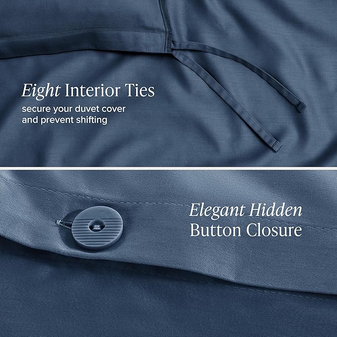 Bare Home 100% Organic Cotton Sateen Duvet Cover Set - Extra Long Size - 400 Thread Count - Smooth Sateen Weave - Warm & Luxurious - Duvet Cover (Twin/Twin XL, Bering Sea)
