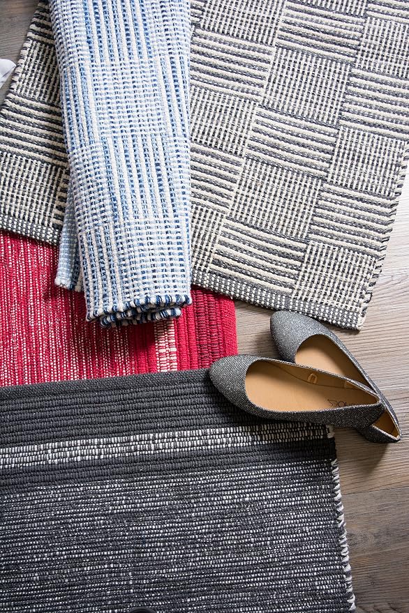 DII Variegated Recycled Yarn Modern Edge Stripe, 2x3', Gray