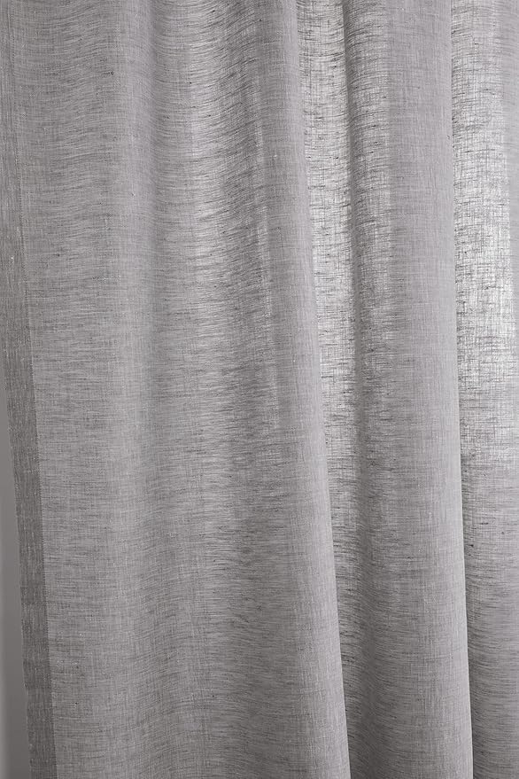 Solino Home Oyster Grey Linen Curtain 108 Inches Long, Light Filtering Rod Pocket Curtain 52 x 108 Inch, 100% Pure Linen European Flax Window Treatment for Living Room, Bedroom - 1 Panel