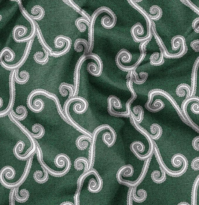 Soimoi Unstitched Crepe Fabric, 1 Yard - 42" Wide, Green - Tribal Print, Soft and Light Weight Fabric Material for Suits, Garments, Dresses and Accessories
