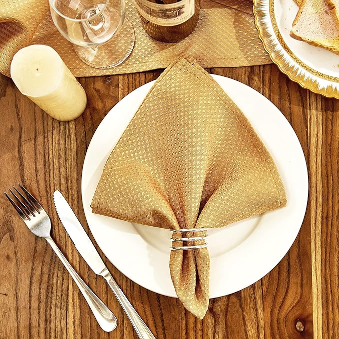 Mebakuk Cloth Napkins Set of 12, Premium 17 x 17 Inch Solid Washable Small Triangle Weave Napkins, Soft Table Napkin for Wedding Party Restaurant Dinner Parties