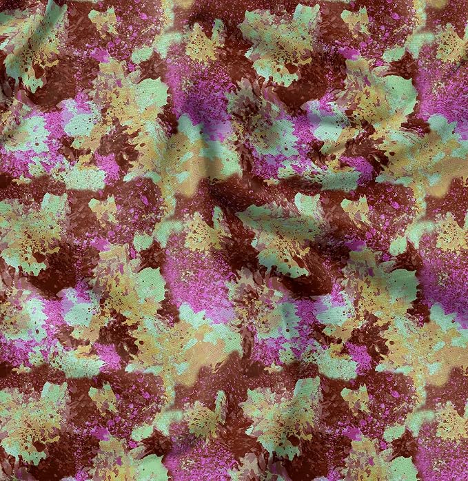 Soimoi Floral Print - Brown, Pure Silk Fabric - 42 Inch Wide, 1 Yard, Lightweight Material, Perfect for Elegant Dresses, Sarees, Scarves, Evening Wear