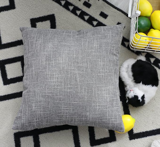 Kevin Textile Decorative Linen Throw Pillow Covers Cushion Case New 2 Tone Star Boho Farmhouse Pillowcases Decorative Cushion Covers for Couch Bed Sofa(26 x 26 Inch,Grey) Set of 2