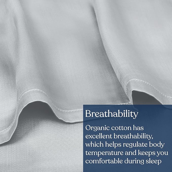 GOTS Certified 100% Organic Cotton Flat Sheet, 400TC Long Staple Cotton, Ultra Soft, Silky, Moisture-Wicking, Smooth & Breathable, Best Sheets for Hot Sleepers