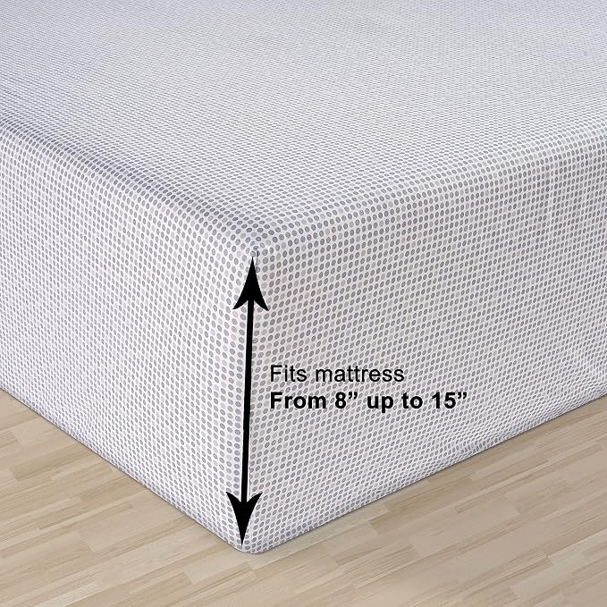 LANE LINEN 100% Organic Cotton Cool Twin Fitted Sheet, 2-Piece Set (1 Fitted Sheet, 1 Pillowcase), Percale Weave, Ultra Soft, Breathable, Fits Mattress Upto 15" Deep - Polka Dot Blue (No Flat Sheet)