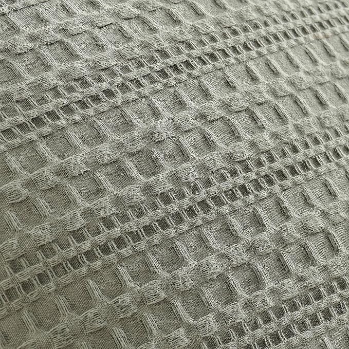 ZeeMart 100% Cotton Waffle Textured Throw Pillow Covers Set of 2, 24x24 Inch Olive, Soft Farmhouse Decorative Couch Pillow Cases Sage Green Cushion Covers for Sofa Bed Living Room Home Decor