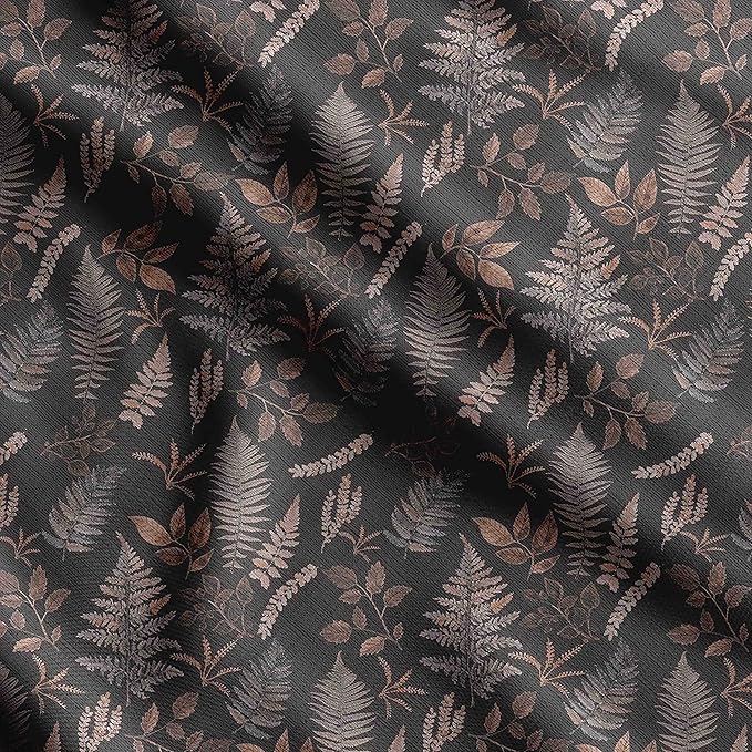 Soimoi Leaves Print - Black, Moss Georgette Fabric Material - 42 Inch Wide, 1 Yard, Unstitched Versatile Fabric for Dresses, Skirts, Blouses, Drapery Projects