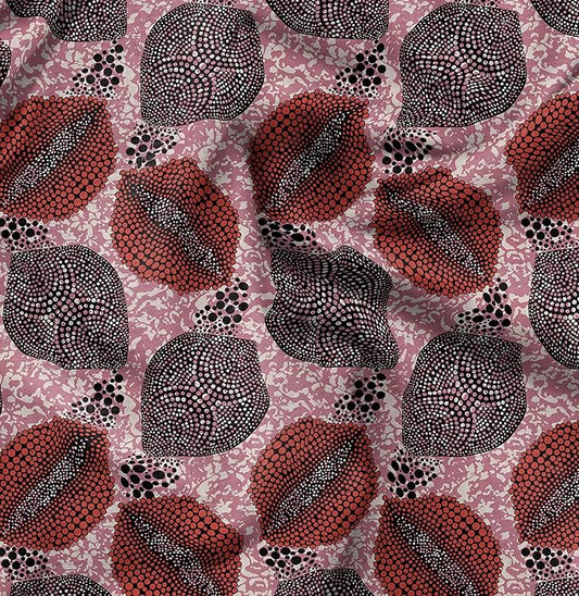 Soimoi Silky Satin Fabric Material, 1 Yard - 42" Inch Width, Pink - Tribal Print - Soft Shiny Fabric for Dress, Pillowcases, Pajamas, Evening Dress, DIY