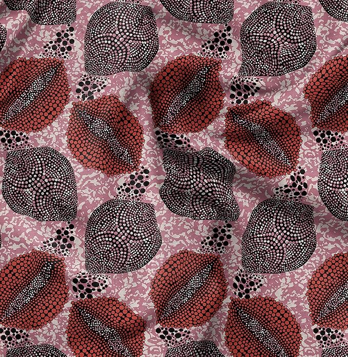 Soimoi Tribal Print - Pink, Moss Georgette Fabric Material - 42 Inch Wide, 1 Yard, Unstitched Versatile Fabric for Dresses, Skirts, Blouses, Drapery Projects