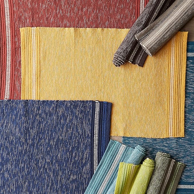 DII Variegated Recycled Yarn Modern Edge Stripe, 2x3', Nautical Blue