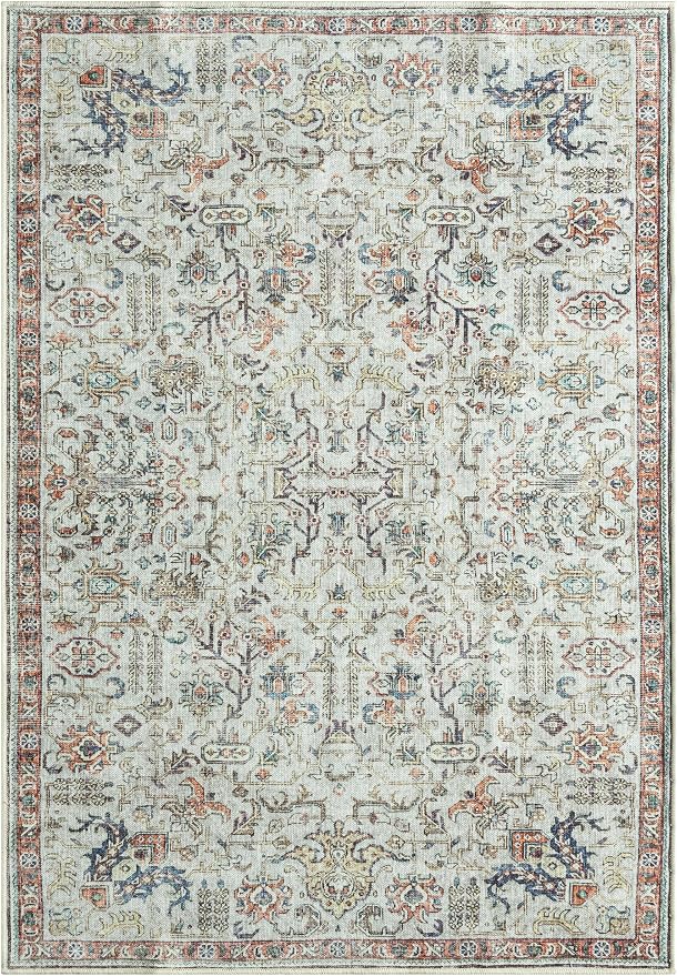 Keen Home Design 6x9 Rug - Machine Washable Area Rug with Non-Slip Backing, Ideal for Living Room, Dining Room, Bedroom - Vintage, Easy Clean, Durable, Low Pile Rug - (6' x 9')