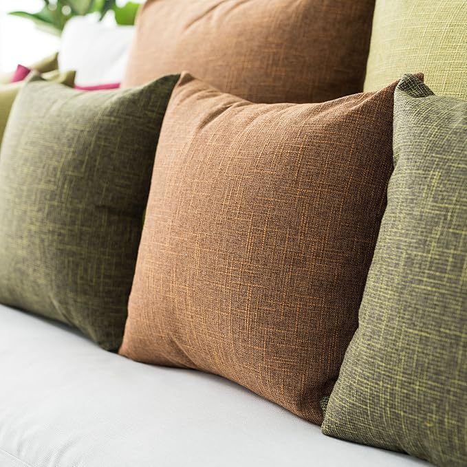 Kevin Textile Decor Lined Linen Throw Pillow Cases Cushion Cover Pillow Covers for Chair, 18"x18"(2 Pack, Hazel Brown)
