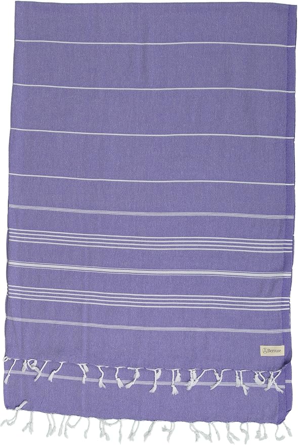 Bersuse Towels Anatolia XL Beach Blanket Throw Blanket Turkish Towel 100% Cotton Extra-Large Quick-Dry Lightweight Premium Peshtemal Towel - 61x82 Inches, Dark Purple (Set of 6)