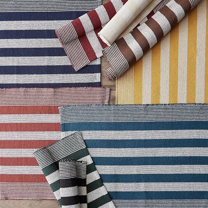 DII Woven Rag Rug Collection Recycled Yarn Cabana Stripe, 2x3', Honey Gold