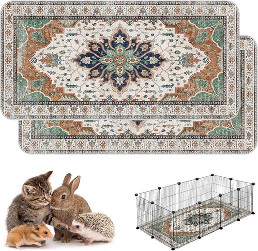 Washable Guinea Pig Pee Pads,Absorbent Reusable Guinea Pig Cage Liners,Waterproof,Leak-Proof & Non-Slip Potty Pads for Small Animals Rabbit Hamster Rat.(Dark Teal Floral,24"x48")